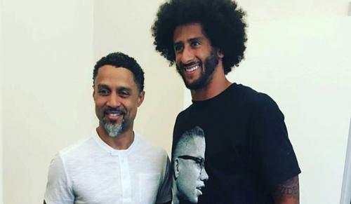 Mahmoud Abdul-Rauf is pictured here on left with Colin Kaepernick.